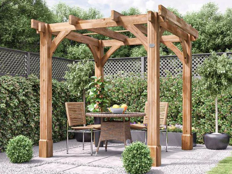 Pergole Modelleri P92. Direkler 12x12 cm ahşaptır. 2.5x2.5 m= 6.25 m²